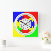 おもしろいカラフルジグソーパズルローマ時間と分 スクエア壁時計 (ホーム)