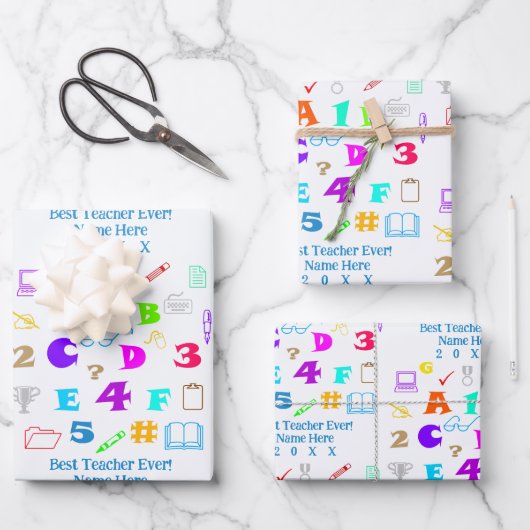 おもしろいカラフルスクー最高のル先生 ラッピングペーパーシート (正面)