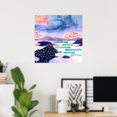 おもしろいカラフルスコットランドロック水彩画ポスター ポスター (ホームオフィス)