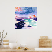 おもしろいカラフルスコットランドロック水彩画ポスター ポスター (キッチン)