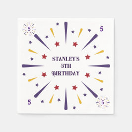 おもしろいカラフルスター誕生日パーティー スタンダードカクテルナプキン