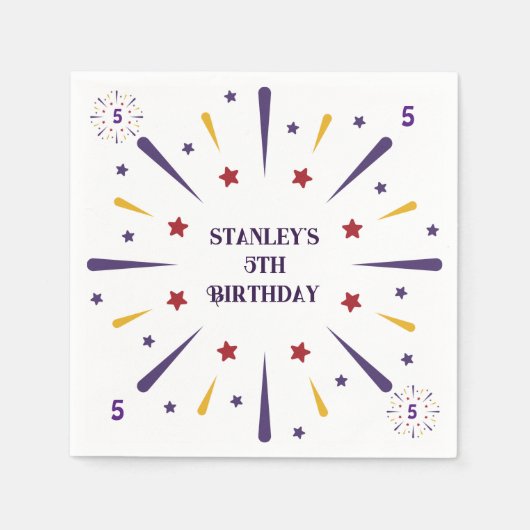 おもしろいカラフルスター誕生日パーティー スタンダードカクテルナプキン (正面)