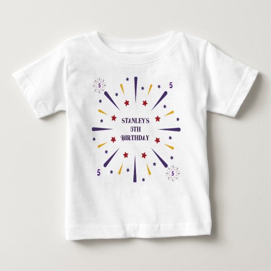 おもしろいカラフルスター誕生日パーティー ベビーTシャツ (正面)