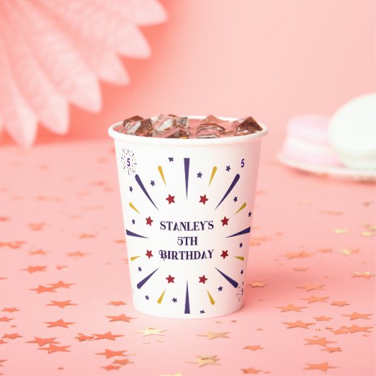おもしろいカラフルスター誕生日パーティー 紙コップ (インサイチュ)