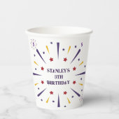 おもしろいカラフルスター誕生日パーティー 紙コップ (正面)