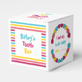 おもしろいカラフルストライプの可愛い歯子供へ箱 フェイバーボックス (正面サイド)