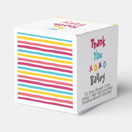 おもしろいカラフルストライプの可愛い歯子供へ箱 フェイバーボックス (裏面サイド)
