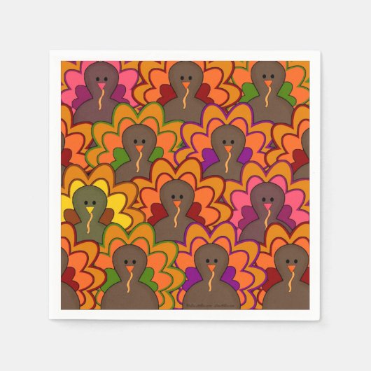 おもしろいカラフルターキーターキーズターキーデイペーパーナプキン スタンダードカクテルナプキン (正面)