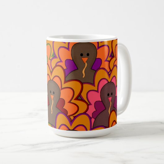 おもしろいカラフルターキーデイマグ コーヒーマグカップ (正面右)