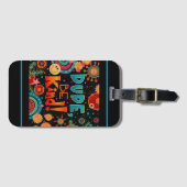 おもしろいカラフルダデビーフレンドリーハッピースマイル ラゲッジタグ (正面横)