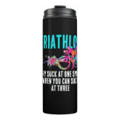 おもしろいカラフルトライアスロン競技ユーモア絵を描(ばちゃばちゃ)跳ねる タンブラー (正面)