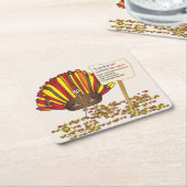 おもしろいカラフルトルコ スクエアペーパーコースター (アングル)