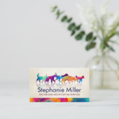 おもしろいカラフルドッグ – ドッグウォーカー名刺 名刺 (スタンド正面)