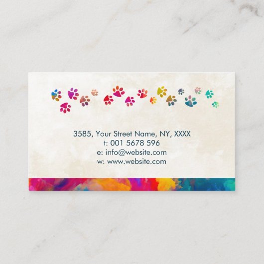 おもしろいカラフルドッグ – ドッグウォーカー名刺 名刺 (裏面)