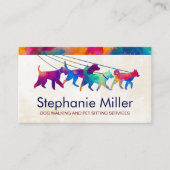 おもしろいカラフルドッグ – ドッグウォーカー名刺 名刺 (正面)