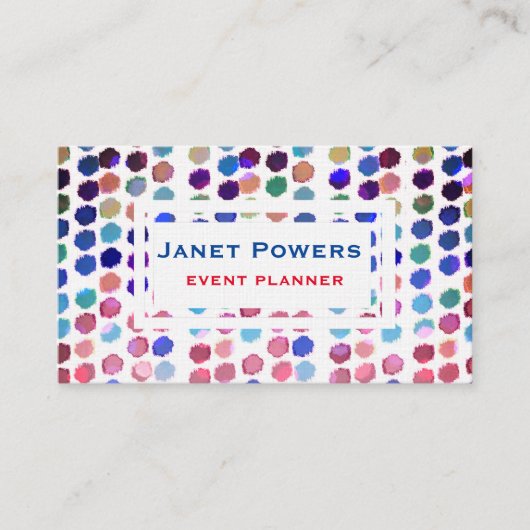 おもしろいカラフルドット抽象芸術パタカスタムーン 名刺 (正面)
