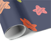 おもしろいカラフルドードルスターズオンダークブルー ラッピングペーパー (ロールコーナー)