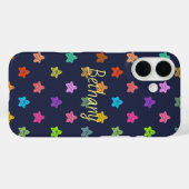 おもしろいカラフルドードルスターズオンブルーパーソナライズされた Case-Mate iPhoneケース (裏面 (横))