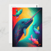 おもしろいカラフルナルハルファンタジーシークリージャーレインボー ポストカード (正面/裏面)