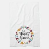 おもしろいカラフルハッピーオータム秋リース キッチンタオル (縦)