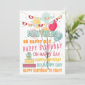 おもしろいカラフルハッピーバースデーバルーン カード (スタンド正面)