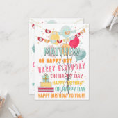 おもしろいカラフルハッピーバースデーバルーン カード (正面/裏面インサイチュ)