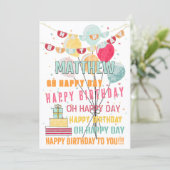おもしろいカラフルハッピーバースデーバルーン カード (スタンド正面)