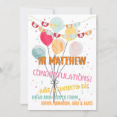 おもしろいカラフルハッピーバースデーバルーン カード (裏面)