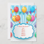 おもしろいカラフルハッピーバースデーバルーン 招待状 (正面)