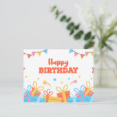おもしろいカラフルハッピーバースデー ポストカード (スタンド正面)