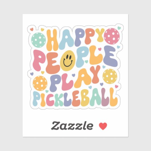 おもしろいカラフルハッピーピープル遊ピックルボール選手 シール (シート)