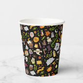 おもしろいカラフルハロウィーンテーマオンブラック 紙コップ (裏面)