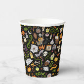 おもしろいカラフルハロウィーンテーマオンブラック 紙コップ (右)