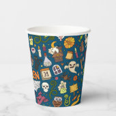 おもしろいカラフルハロウィーンテーマオンブルー紙カップ 紙コップ (裏面)