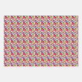 おもしろいカラフルハートと花 ラッピングペーパーシート (正面3)