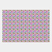 おもしろいカラフルハートと花 ラッピングペーパーシート (正面)