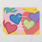 おもしろいカラフルハートカスタムウェディング招待状 招待状 (正面/裏面)