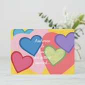 おもしろいカラフルハートカスタムウェディング招待状 招待状 (スタンド正面)