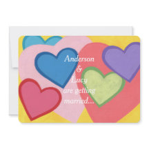 おもしろいカラフルハートカスタムウェディング招待状