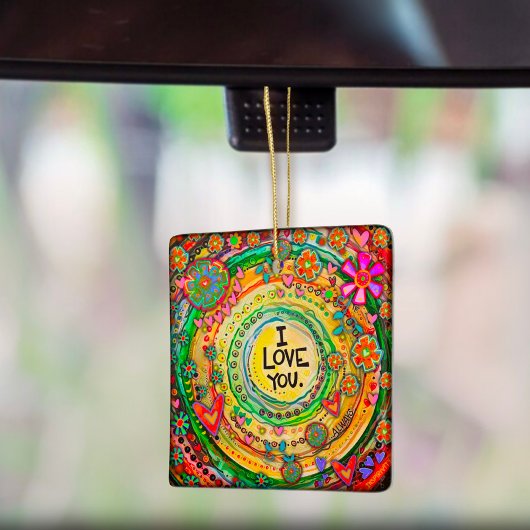 おもしろいカラフルハート私はあなたへのインスピリシティ セラミックオーナメント