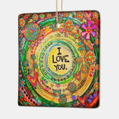 おもしろいカラフルハート私はあなたへのインスピリシティ セラミックオーナメント (左)
