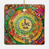 おもしろいカラフルハート私はあなたへのインスピリシティ セラミックオーナメント (裏面)