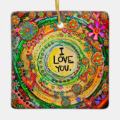 おもしろいカラフルハート私はあなたへのインスピリシティ セラミックオーナメント (正面)