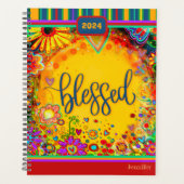 おもしろいカラフルハート賛美名の日付 プランナー手帳 (正面)