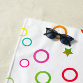 おもしろいカラフルバブルと星(NAME on WHITE) ビーチタオル (インサイチュ)