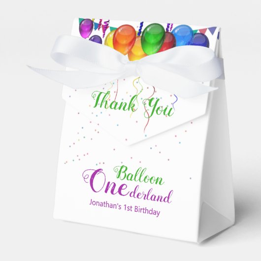 おもしろいカラフルバルーンワンダーランド1歳の誕生日 フェイバーボックス (正面サイド)
