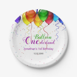 おもしろいカラフルバルーンワンダーランド1歳の誕生日 ペーパープレート
