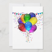 おもしろいカラフルバルーンワンダーランド1歳の誕生日 招待状 (裏面)