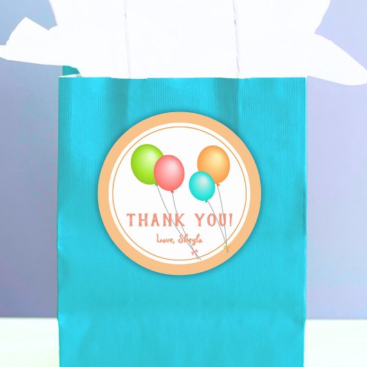 おもしろいカラフルバルーン子供の誕生日ありがとう ラウンドシール