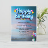 おもしろいカラフルバルーン誕生日パーティー 招待状 (スタンド正面)